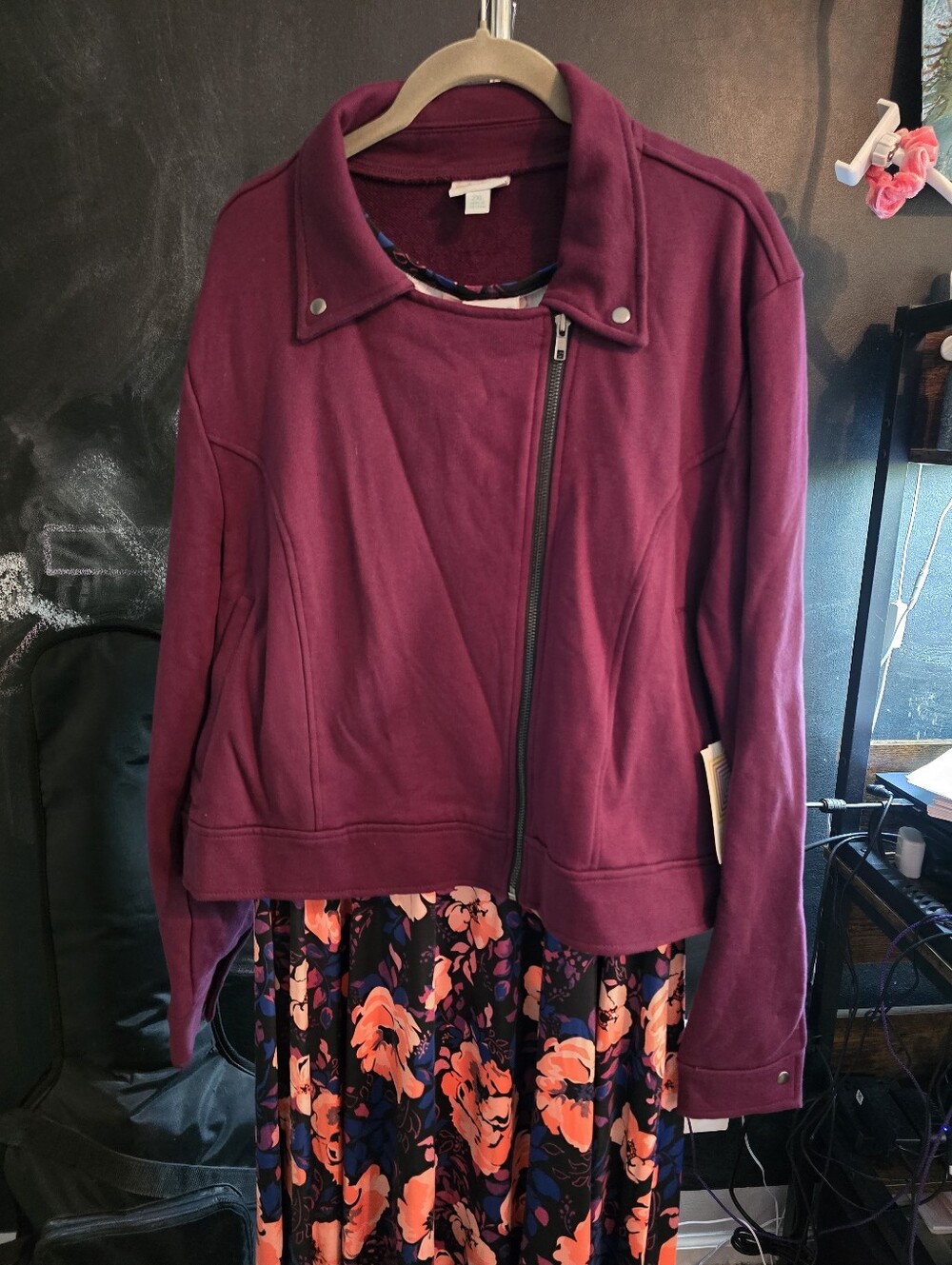 Lularoe Presley Women’s Asymmetric Zip Jacket - Plum Size 2xl